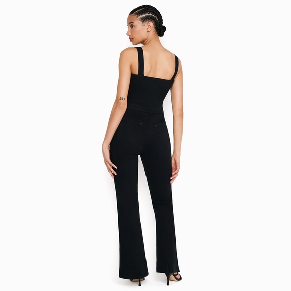 NWT Good American Black Denim Corset Utility Jumpsuit Wide Leg Size S - Picture 2 of 14